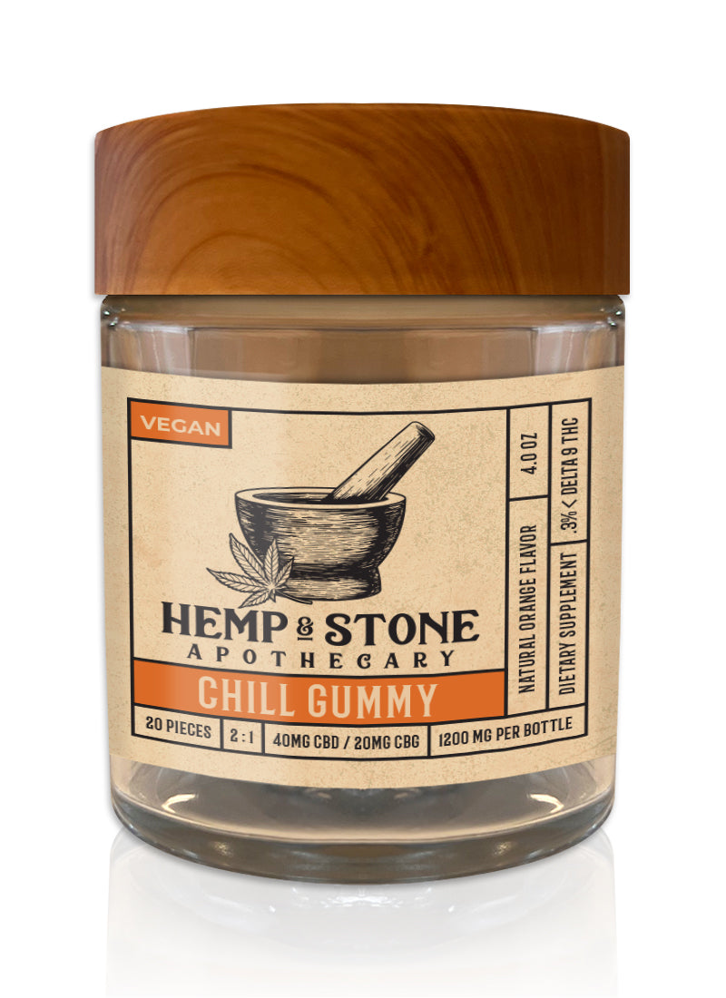 Hemp & Stone Apothecary 40mg CBD & 20mg GBG Chill Gummy 1200mg Happy
