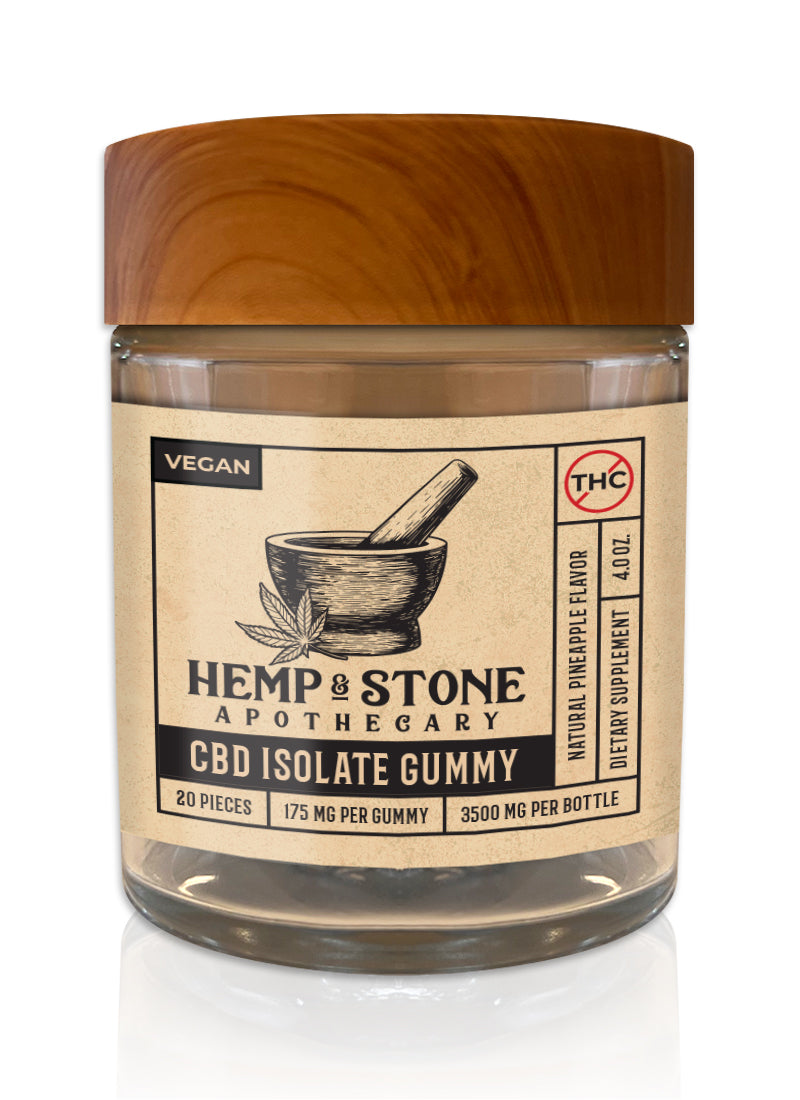 Hemp & Stone Apothecary 175mg CBD Isolate Gummy 3500mg – Happy