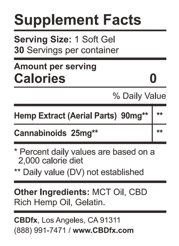 CBD FX CBD Gel Capsules 750-1500MG